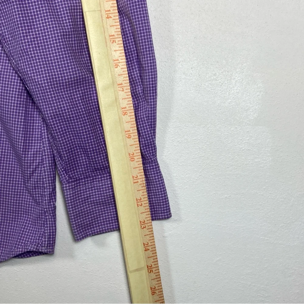 Polo Ralph Lauren Mens Regent Costum Fit 16.5 Purple Check Long Sleeve Button Up - Picture 9 of 15